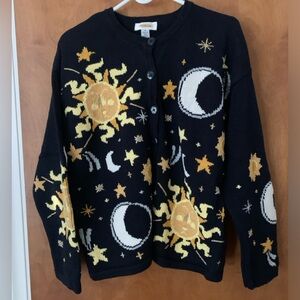 Talbots embroidered sun and moon sweater